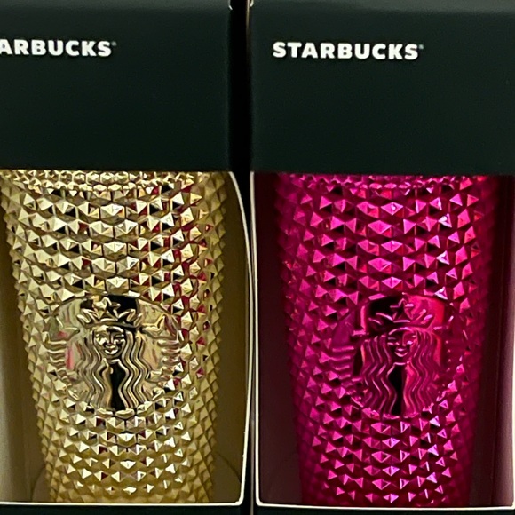 NEW🌟Starbucks 2022 Holiday💕Gold Metallic Bling Tumbler Key Chain Ornament - Picture 4 of 4